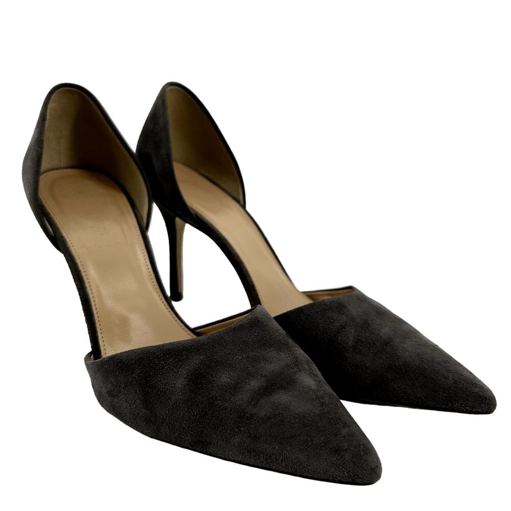 J. Crew Elsie D'Orsay Pump Heels Pointed Toe Stiletto Suede Leather Gray 7